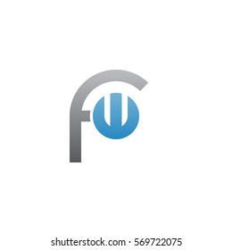 initial letter logo fw, w inside f rounded lowercase blue gray