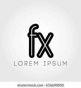 initial letter logo fx outline lowercase black logotype