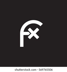 initial letter logo fx rounded lowercase white black background