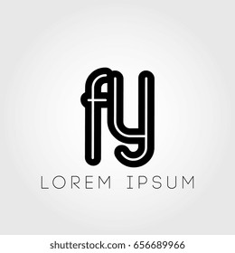 initial letter logo fy outline lowercase black logotype