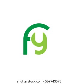 initial letter logo fy rounded lowercase green flat