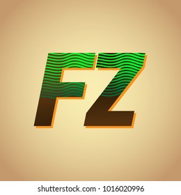 initial letter logo FZ colored green and brown with striped composition, Vector logo design template elements for your business or company identity
