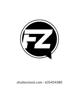 Initial letter logo fz inside speech bubble black