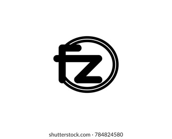 Initial letter logo fz lowercase in a black oval circle