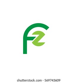 initial letter logo fz rounded lowercase green flat
