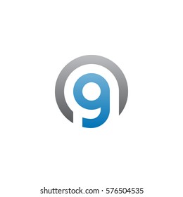 initial letter logo g inside circle shape, og, go, g inside o rounded lowercase blue gray