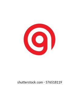 initial letter logo g inside circle shape, og, go, g inside o rounded lowercase red flat