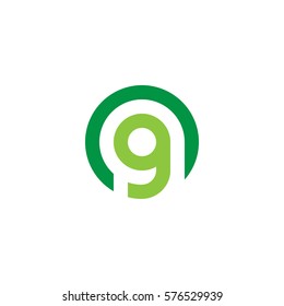 initial letter logo g inside circle shape, og, go, g inside o rounded lowercase green flat