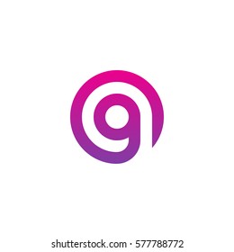 initial letter logo g inside circle shape, og, go, g inside o rounded lowercase purple pink