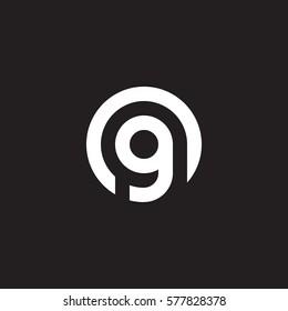 initial letter logo g inside circle shape, og, go, g inside o rounded lowercase white black background