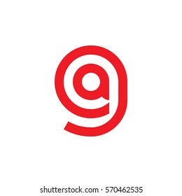 initial letter logo ga, ag, a inside g rounded lowercase red flat