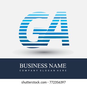 initial letter logo GA colored blue with striped compotition, Vector logo design template elements for your business or company identity
