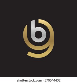 initial letter logo gb, bg, b inside g rounded lowercase logo gold silver