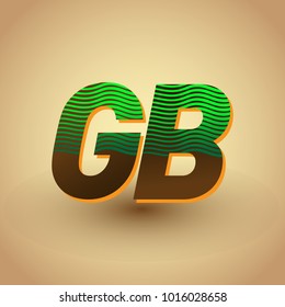 initial letter logo GB colored green and brown with striped composition, Vector logo design template elements for your business or company identity