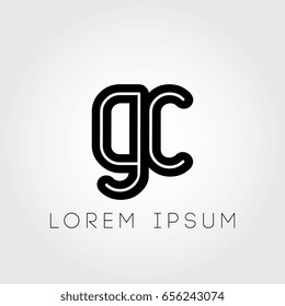 initial letter logo gc outline lowercase black logotype