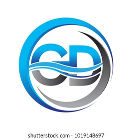 initial letter logo GD company name blue and grey color on circle and swoosh design. vector logotype for business and company identity.