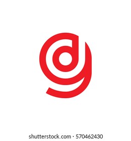 initial letter logo gd, dg, d inside g rounded lowercase red flat