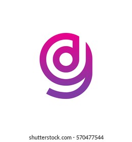 initial letter logo gd, dg, d inside g rounded lowercase purple pink
