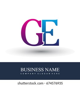 initial letter logo GE colored red and blue, Vector logo design template elements for your business or company identity