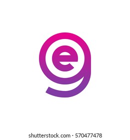 initial letter logo ge, eg, e inside g rounded lowercase purple pink