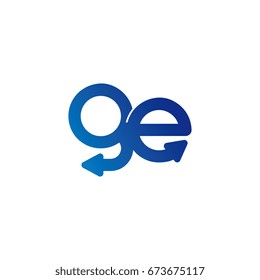 initial letter logo ge, eg, g, e, arrow rounded lowercase blue
