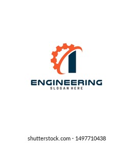 Initial letter I logo with Gears sign vector.