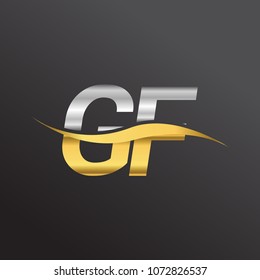 initial letter logo GF company name gold and silver color swoosh design. vector logotype for business and company identity.