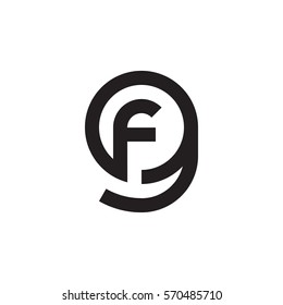 initial letter logo gf, fg, f inside g rounded lowercase black monogram
