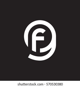 initial letter logo gf, fg, f inside g rounded lowercase white black background