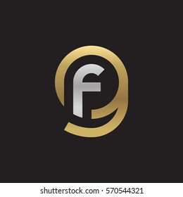 initial letter logo gf, fg, f inside g rounded lowercase logo gold silver