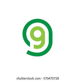 initial letter logo gg, g inside g rounded lowercase green flat