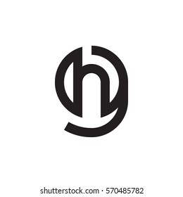 initial letter logo gh, hg, h inside g rounded lowercase black monogram