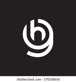 initial letter logo gh, hg, h inside g rounded lowercase white black background