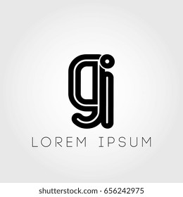 initial letter logo gi outline lowercase black logotype
