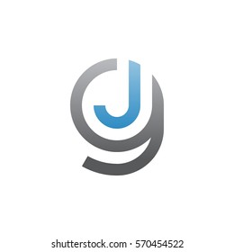 initial letter logo gj, jg, j inside g rounded lowercase blue gray