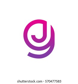 initial letter logo gj, jg, j inside g rounded lowercase purple pink