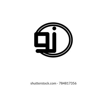 Initial letter logo gj lowercase in a black oval circle