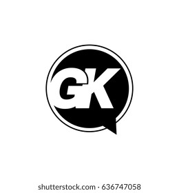 Initial letter logo gk inside speech bubble black