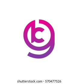 initial letter logo gk, kg, k inside g rounded lowercase purple pink