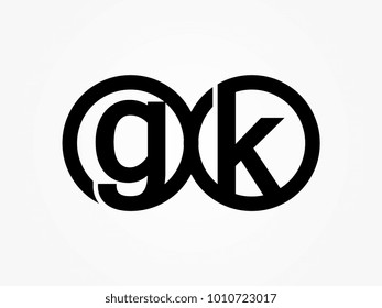 Initial letter logo gk lowercase related in circles black