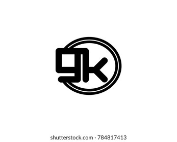 Initial letter logo gk lowercase in a black oval circle