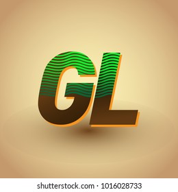 initial letter logo GL colored green and brown with striped composition, Vector logo design template elements for your business or company identity