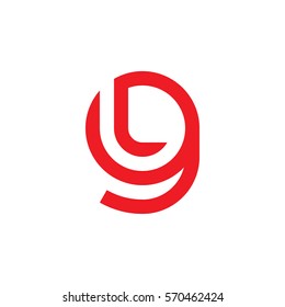 initial letter logo gl, lg, l inside g rounded lowercase red flat