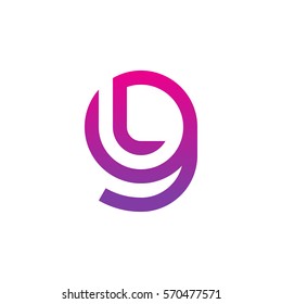 initial letter logo gl, lg, l inside g rounded lowercase purple pink