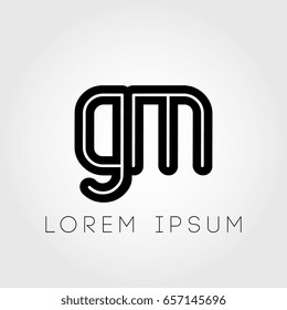 initial letter logo gm outline lowercase black logotype