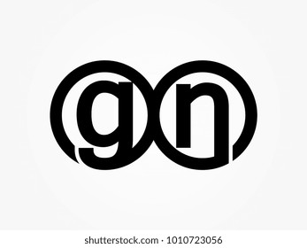 Initial letter logo gn lowercase related in circles black