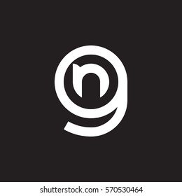 initial letter logo gn, ng, n inside g rounded lowercase white black background