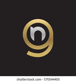 initial letter logo gn, ng, n inside g rounded lowercase logo gold silver