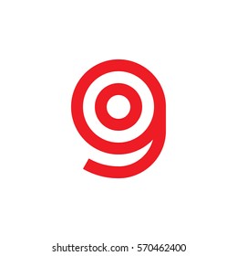 initial letter logo go, og, o inside g rounded lowercase red flat