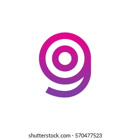 initial letter logo go, og, o inside g rounded lowercase purple pink